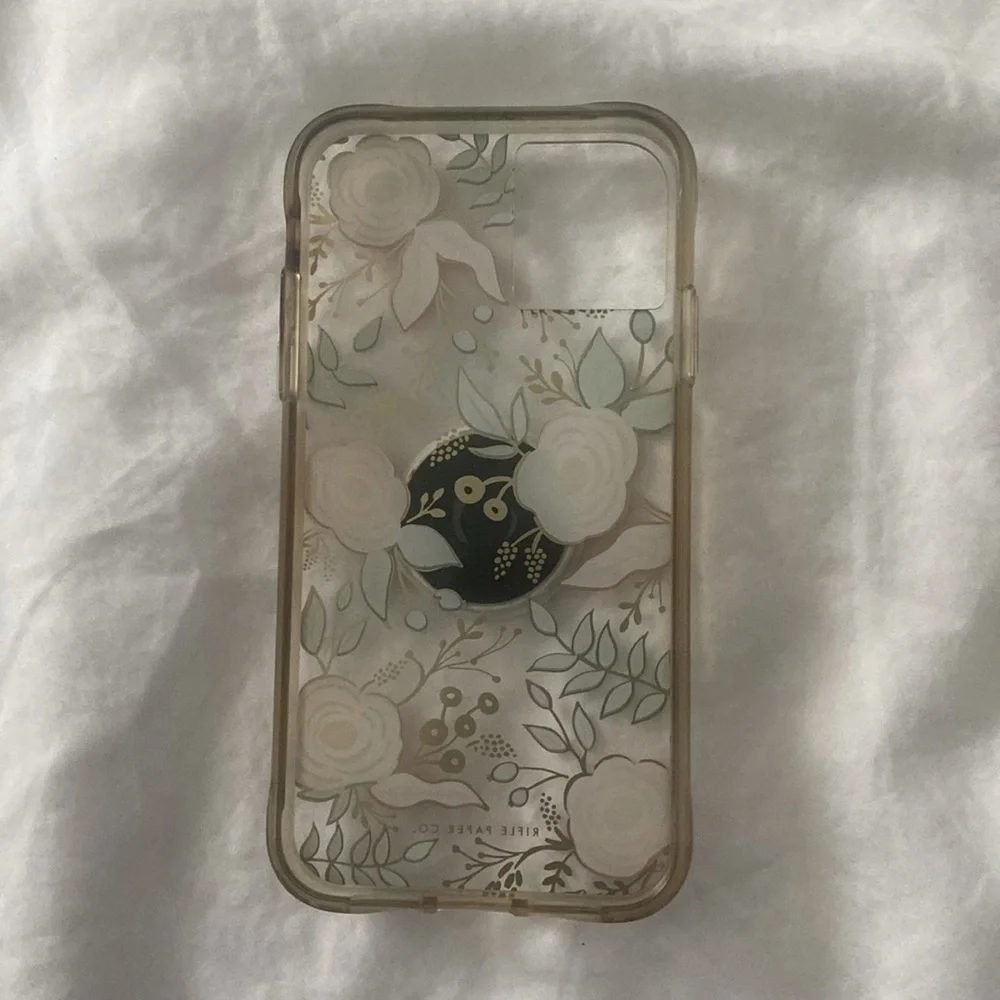 Rifle Paper Co. Clear Floral iPhone 11 Plastic Phone Case with White PopSocket